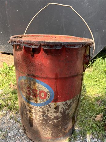 Vintage Esso Metal Oil/Grease Pail