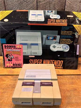 Vintage Super Nintendo Entertainment System (SNES) Console with Original