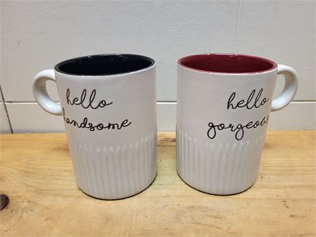 "Hello Handsome" & "Hello Gorgeous" Matching Ceramic Mug Set
