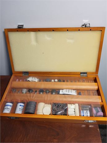 ​Mastercraft Rotary Tool Accessory Kit in Wooden Storage Case