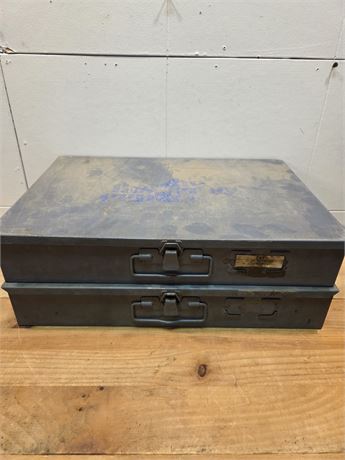 Vintage Fastener Centre Heavy-Duty Metal Organizer Cases - Set of 2