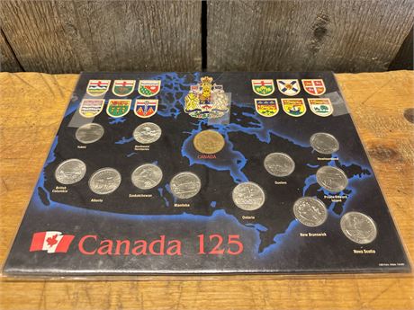Vintage 1992 "Canada 125" Provincial Quarter & Dollar Coin Set (13 Coins)