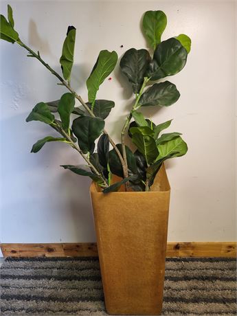Artificial Fiddle Leaf Fig in Tall Planter