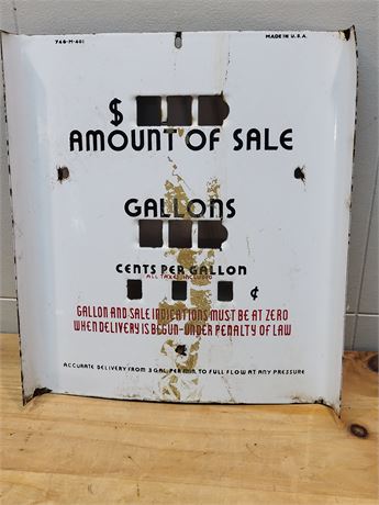Vintage Metal Gas Pump Faceplate Sign