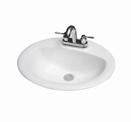NIB Dolphin New York White 3-Hole Drop-In Oval Sink with 4" Centre Drain