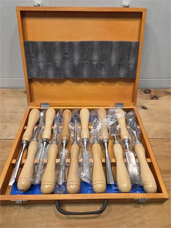 Mastercraft 12-Piece Wood Carving Chisel Set with Wooden Case