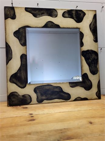 ​Rustic Cow Print Square Wall Mirror