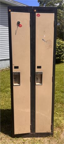 Vintage Metal School Lockers (2-Door Unit)