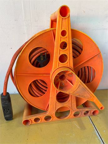 Orange Extension Cord Reel with Hand Crank
