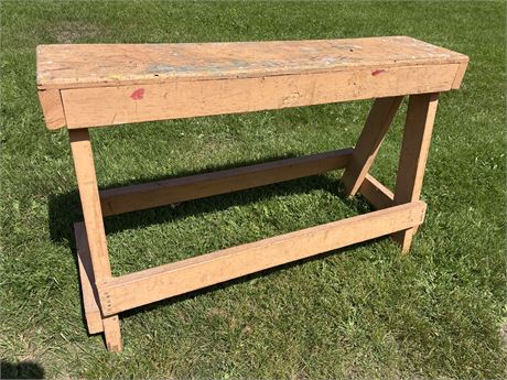 Vintage Wooden Sawhorse Bench / Worktable