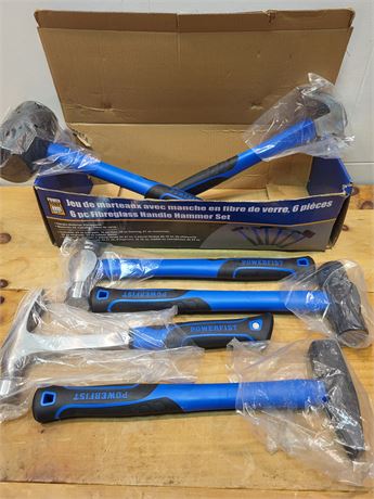 Powerfist 6-Piece Fiberglass Handle Hammer Set