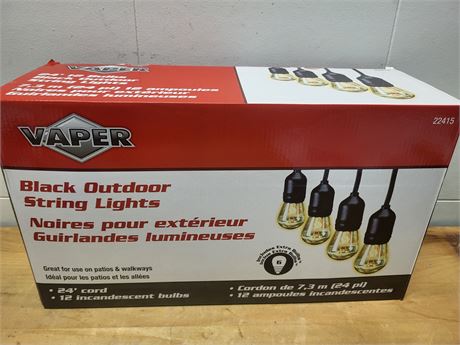 Vaper Black Outdoor String Lights - 24ft