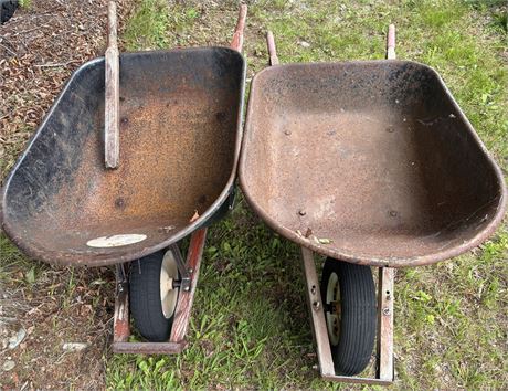 Vintage Metal Wheelbarrows - Pair