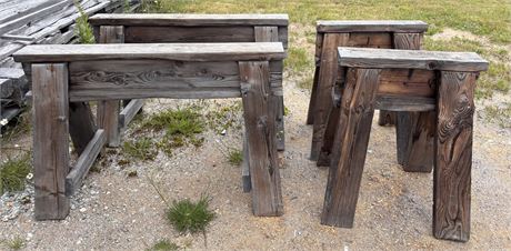 (4) Heavy-Duty Handmade Wooden Sawhorses