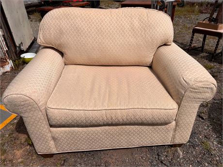 Vintage Beige Textured Armchair / Chair-and-a-Half