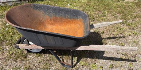 Vintage-Style Wooden Handle Wheelbarrow