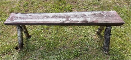 Rustic Live-Edge Half-Log Garden Bench