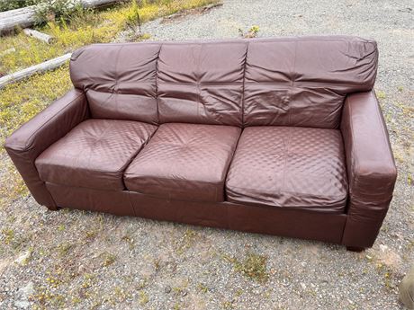 3-Cushion Dark Brown Genuine Leather Sofa