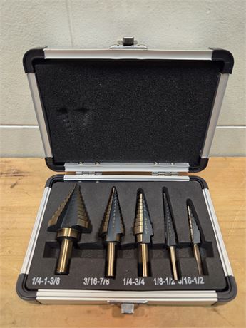 EZ Sourcing 5-Piece Titanium Coated Step Drill Bit Set with Case