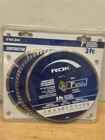 ROK 7" Contractor Diamond Blade Set - 3 Piece (New in Pack)