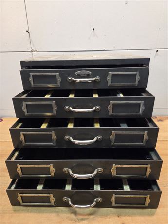 Vintage Neumade 5-Drawer Industrial Metal Film Strip Slide Storage Cabinet
