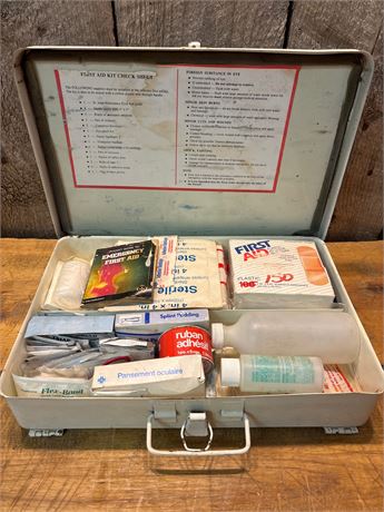 Vintage Metal First Aid Kit with Contents