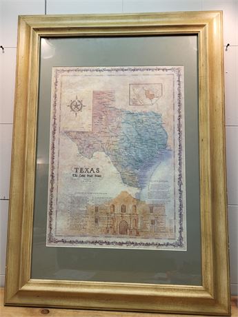 Large, Framed Texas Historical Map