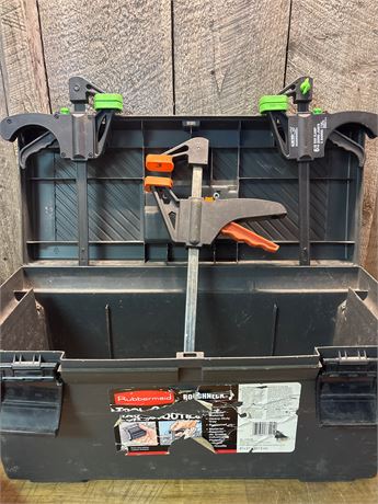 Rubbermaid Roughneck Toolbox with Assorted Bar Clamps