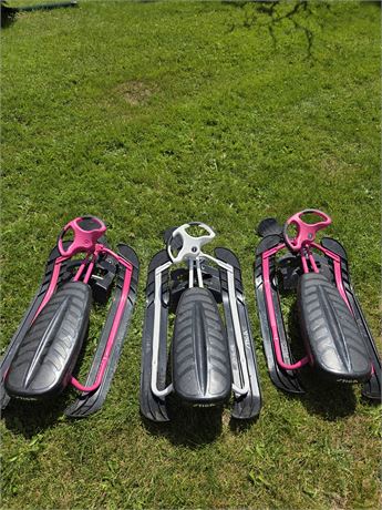 Trio of STIGA Snowracer Steering Sleds (Pink & White)