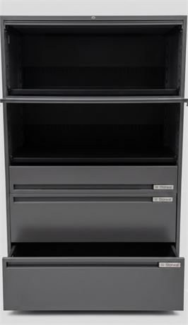 torwal Dark Gray Metal Storage Cabinet & 3-Drawer Lateral File Unit