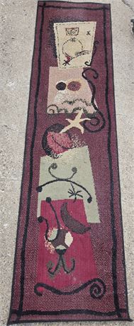 ​Modern Abstract Burgundy Runner Rug (75.5" x 23")