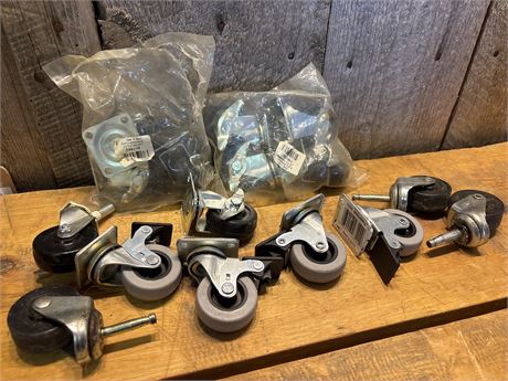 Multi-Pack Utility Swivel Casters - Plate Mount & Stem Casters with Brakes