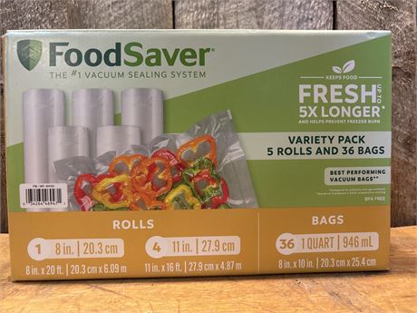 FoodSaver Vacuum Sealer Roll & Bag Assortment - Pre-Opened Box