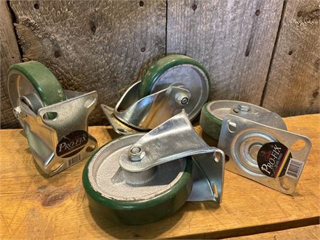 Set of 4 Pro-Fix 5-Inch Heavy-Duty Caster Wheels - (2) Swivel & (2) Rigid