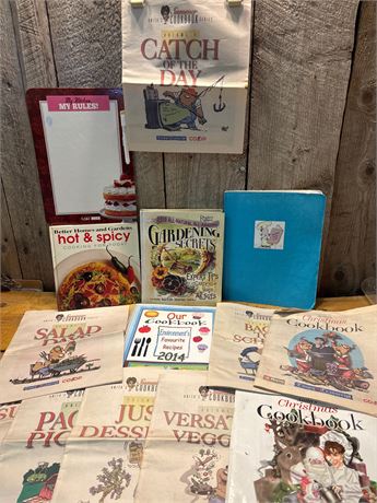 Assorted Cookbook & Recipe Booklet Collection w/ Cake Boss Dry-Erase Board